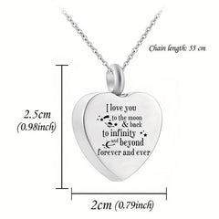 Eternal Love Heart Pendant Cremation Urn Necklace for Pet