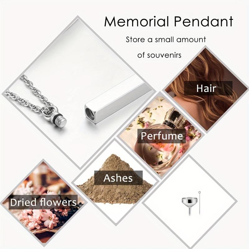 Crystal Cubic Urn Stainless Steel Locket Ashes Pendant Keepsake