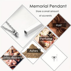 Crystal Cubic Urn Stainless Steel Locket Ashes Pendant Keepsake