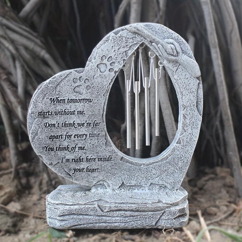 Pet Memorial Stones with Wind Chimes - Loving Tribute for Dog or Cat