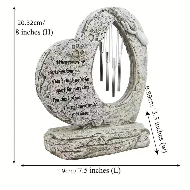 Pet Memorial Stones with Wind Chimes - Loving Tribute for Dog or Cat