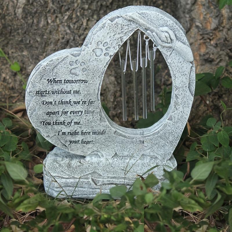 Pet Memorial Stones with Wind Chimes - Loving Tribute for Dog or Cat