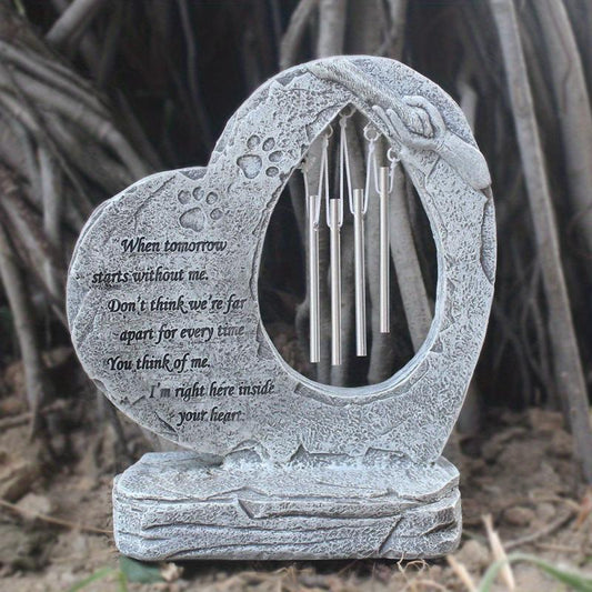 Pet Memorial Stones with Wind Chimes - Loving Tribute for Dog or Cat