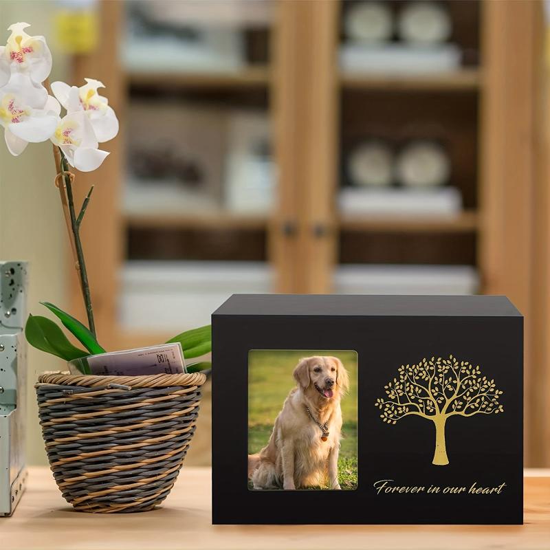 Wooden Pet Urn with Photo Frame, Memorialize Your Beloved Companion