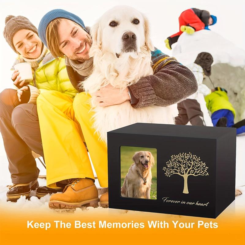 Wooden Pet Urn with Photo Frame, Memorialize Your Beloved Companion
