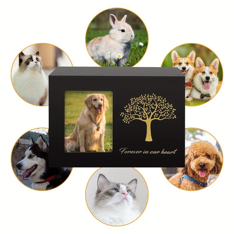 Wooden Pet Urn with Photo Frame, Memorialize Your Beloved Companion