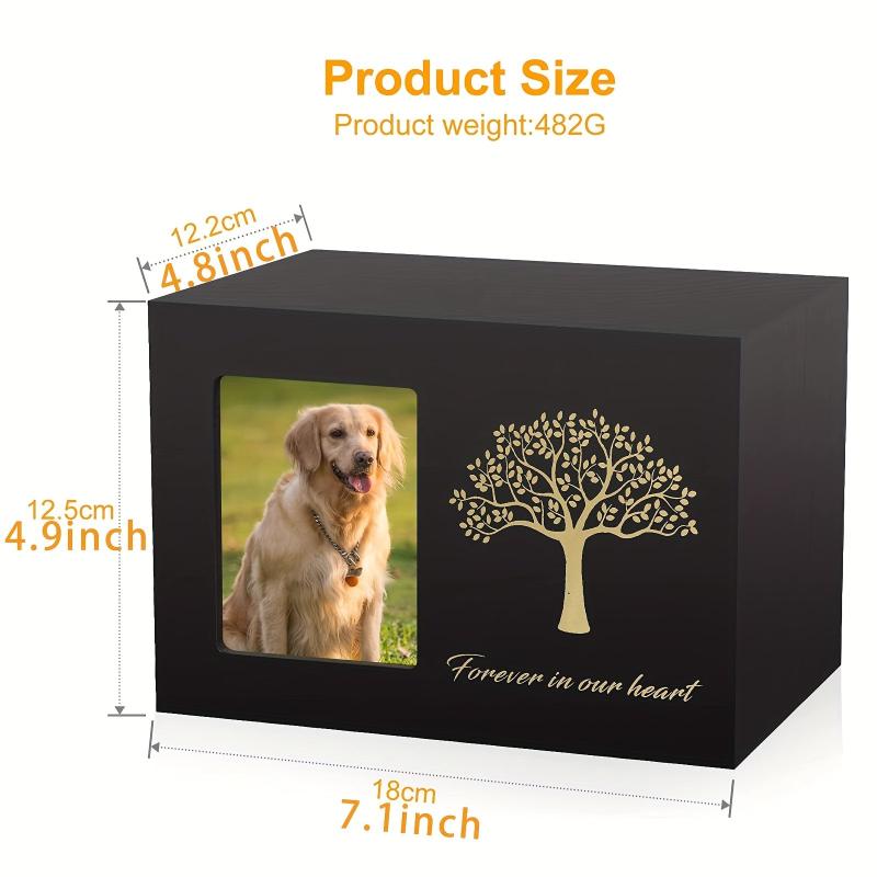 Wooden Pet Urn with Photo Frame, Memorialize Your Beloved Companion