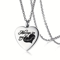 Always In My Heart Cremation Necklace with Heart Urn Pendant