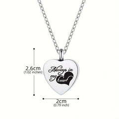 Always In My Heart Cremation Necklace with Heart Urn Pendant