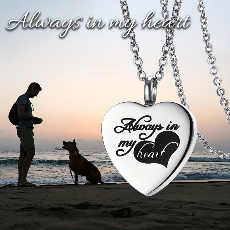 Always In My Heart Cremation Necklace with Heart Urn Pendant