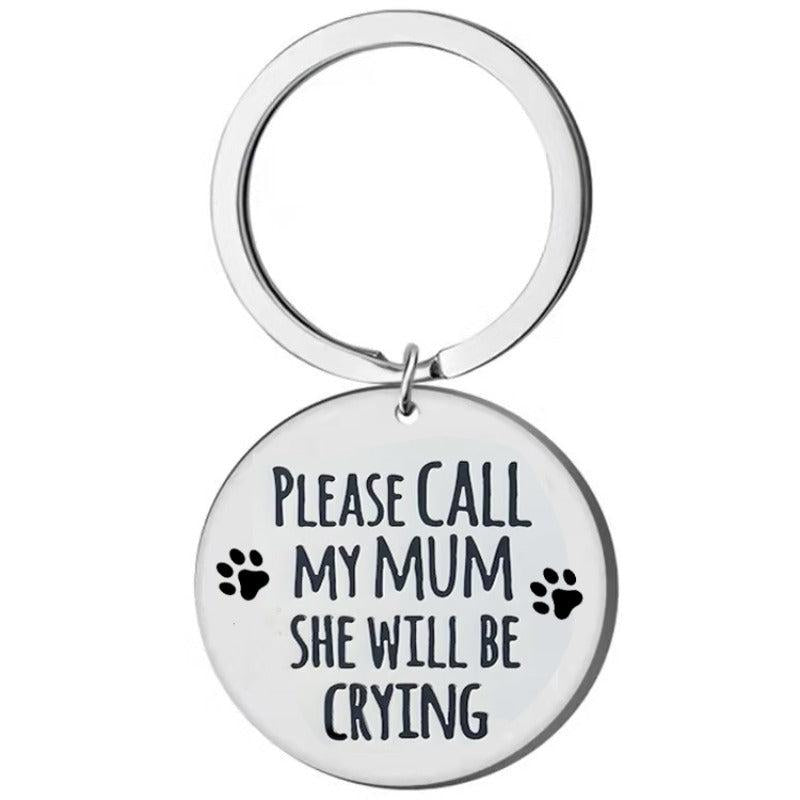 Crying Dog Steel Tag Key Chain
