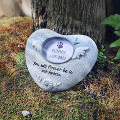 Resin Pet Headstone Dog Memorial Stone With Photo Frame
