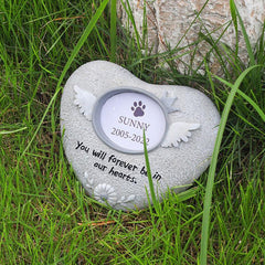 Resin Pet Headstone Dog Memorial Stone With Photo Frame