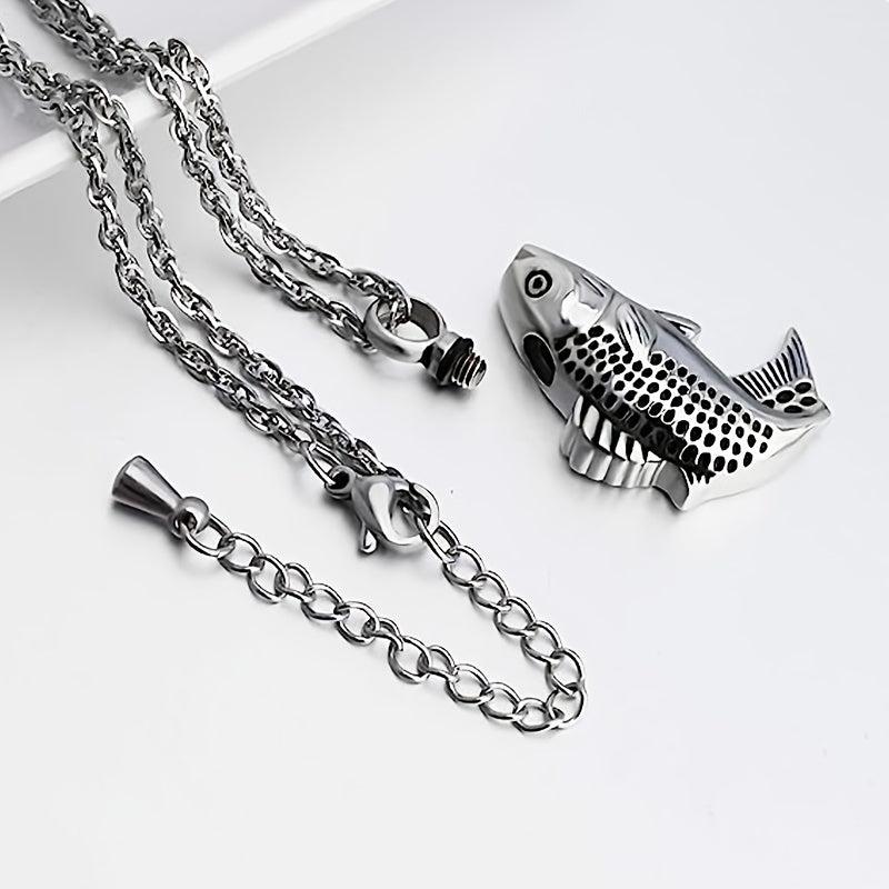 Silver Fish Urn Necklace For Pet Ashes