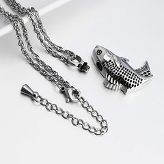 Silver Fish Urn Necklace For Pet Ashes