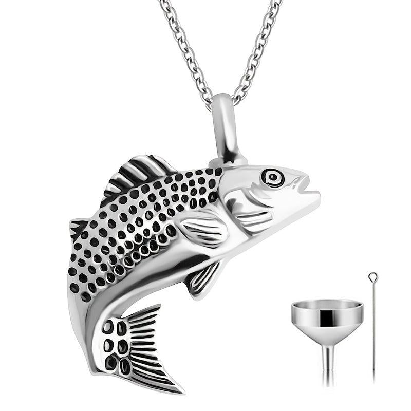 Silver Fish Urn Necklace For Pet Ashes