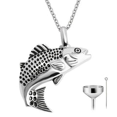 Silver Fish Urn Necklace For Pet Ashes
