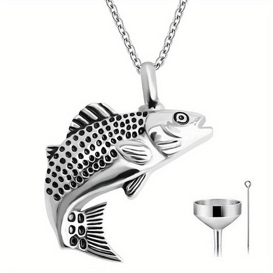 Silver Fish Urn Necklace For Pet Ashes