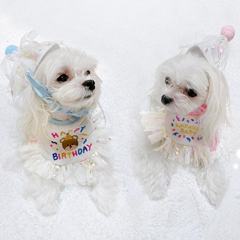 Pet Birthday Hat And Bandana Set Cat Birthday Hat And Bib For Party