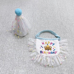 Pet Birthday Hat And Bandana Set Cat Birthday Hat And Bib For Party