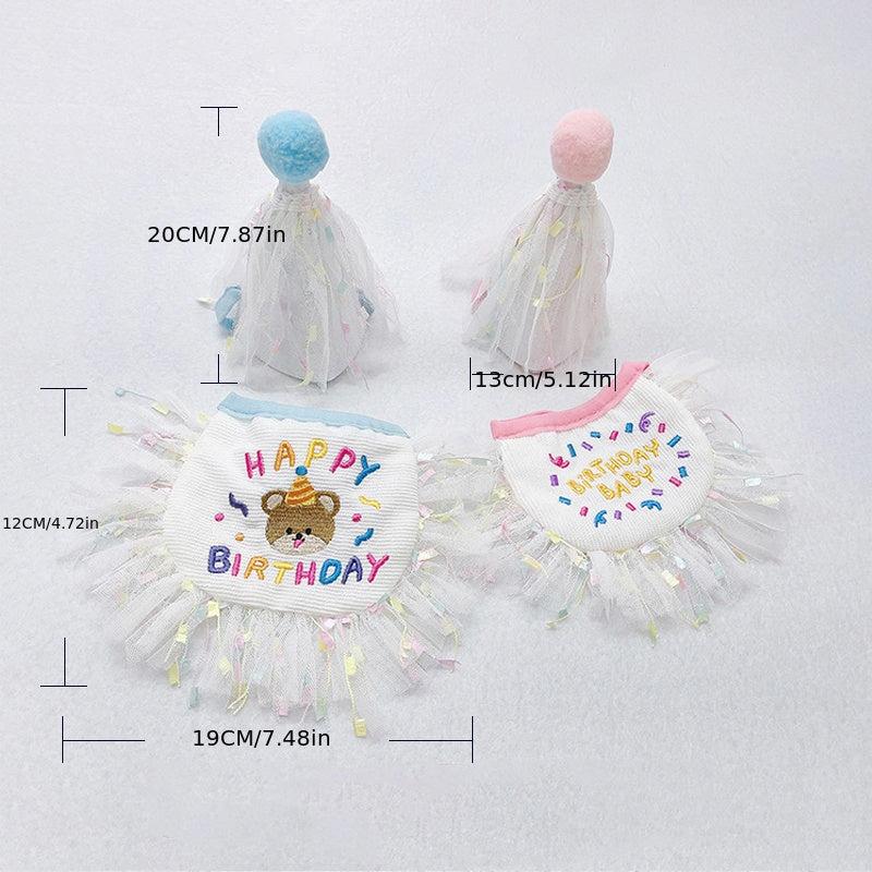 Pet Birthday Hat And Bandana Set Cat Birthday Hat And Bib For Party