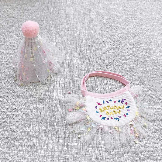 Pet Birthday Hat And Bandana Set Cat Birthday Hat And Bib For Party