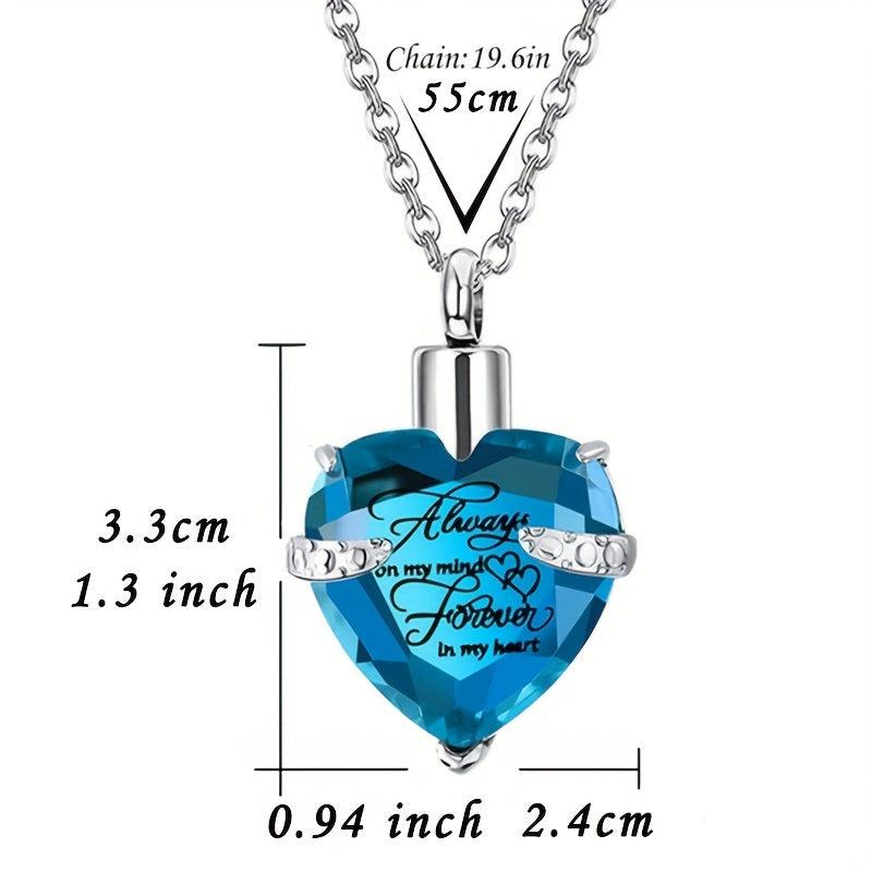 Pet Ashes Memorial Jewelry Heart Shaped Birthstone Cremation Urn Necklace
