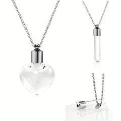 Stainless Steel Heart Pendant Cremation Urn Necklace Ashes Jewelry