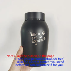 Stainless Steel Pet Memorial Urn with Paw Print - Holds Cat or Dog Ashe