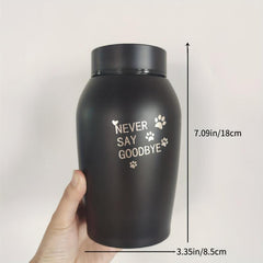 Stainless Steel Pet Memorial Urn with Paw Print - Holds Cat or Dog Ashe