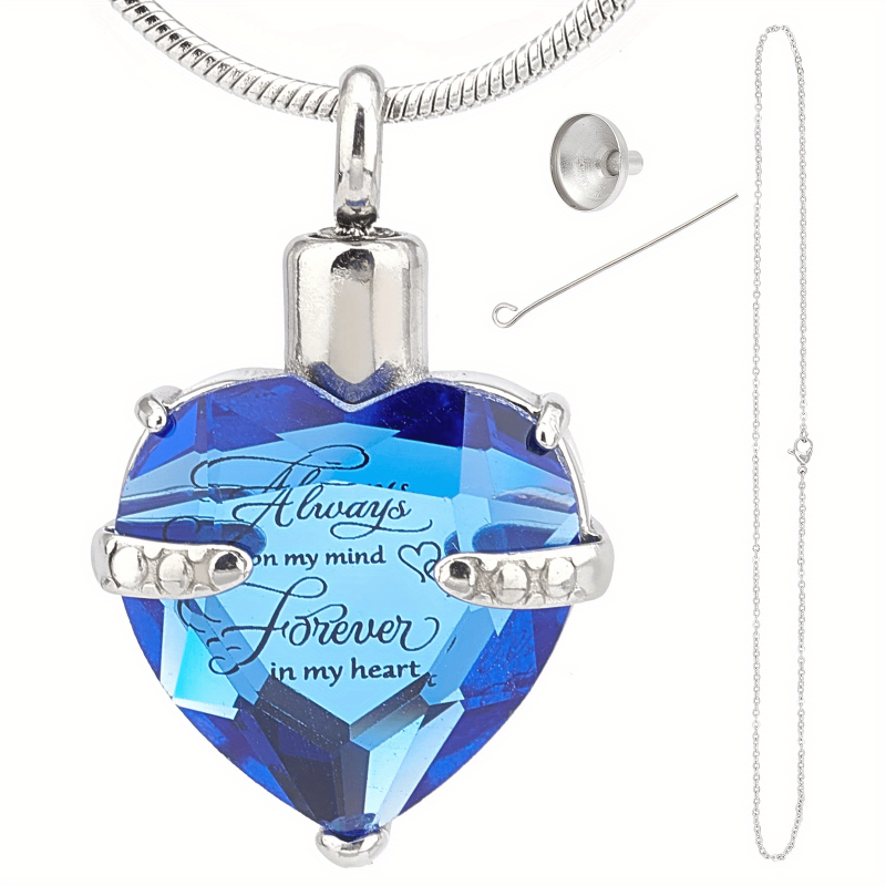 Birthstone Crystal Cremation Urn Necklace - A Loving Memorial