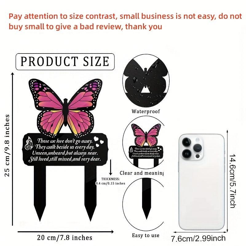 Acrylic Butterfly Garden Stake Pet Memorial Lawn Sign Outdoor Yard Decor
