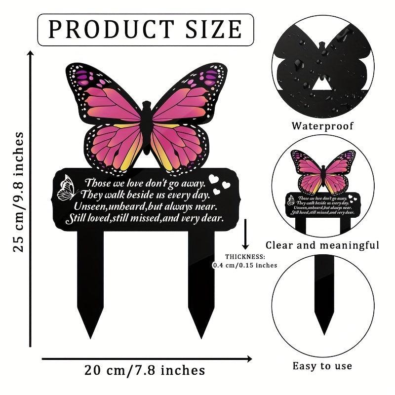 Acrylic Butterfly Garden Stake Pet Memorial Lawn Sign Outdoor Yard Decor