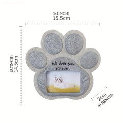 Paw Shaped Pet Memorial Stone with Photo Frame for Dogs or Cats