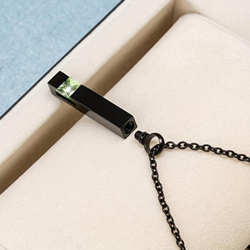 Zircon Pet Ashes Urn Necklace Vertical Bar
