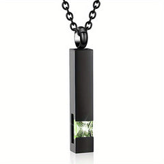Zircon Pet Ashes Urn Necklace Vertical Bar