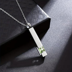 Zircon Pet Ashes Urn Necklace Vertical Bar
