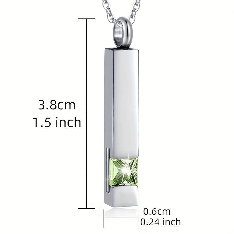 Zircon Pet Ashes Urn Necklace Vertical Bar