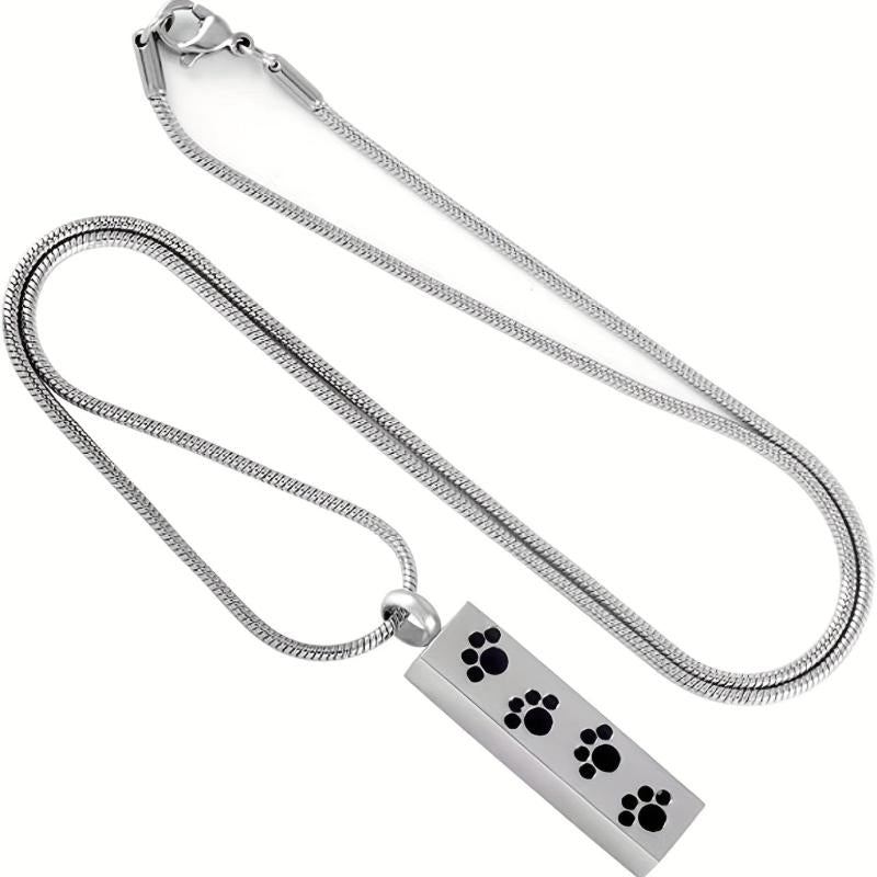 Pet Cremation Jewelry Paw Print Urn Necklace For Ashes