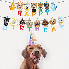 Pet Party Decoration Set - Cat and Dog Banner Flag with Bakery Inserts