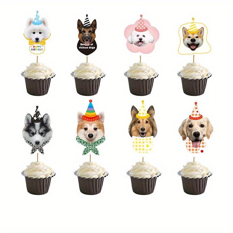 Pet Party Decoration Set - Cat and Dog Banner Flag with Bakery Inserts