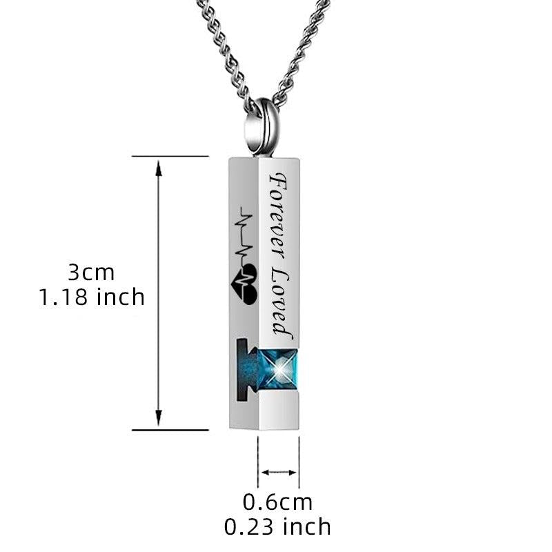 Stainless Steel Birthstone Necklace Zircon Openable Urn Pendant