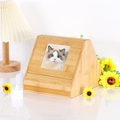 Wood Pet Memorial Box with Picture Frame Pet Urn for Cats Dogs