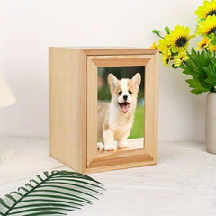 Dog Ashes Urn Box Wood Keepsake Urn Photo Box
