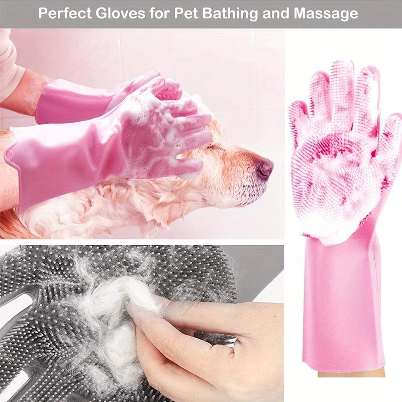 Pet Grooming Glove with Hair Removal Slicker Brush