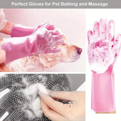 Pet Grooming Glove with Hair Removal Slicker Brush