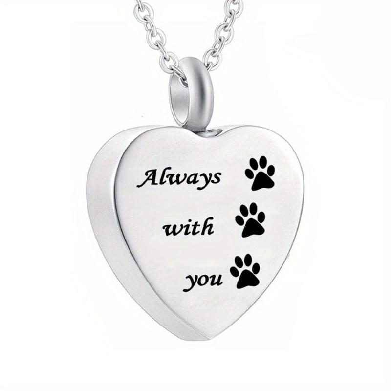 Pet Memorial Necklace Heart Pendant Cremation Urn for Ashes Keepsake Jewelry
