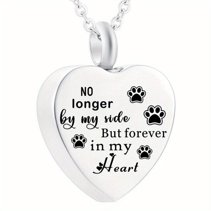 Pet Memorial Necklace Heart Pendant Cremation Urn for Ashes Keepsake Jewelry