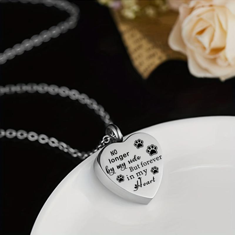 Pet Memorial Necklace Heart Pendant Cremation Urn for Ashes Keepsake Jewelry