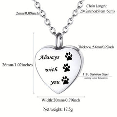 Pet Memorial Necklace Heart Pendant Cremation Urn for Ashes Keepsake Jewelry
